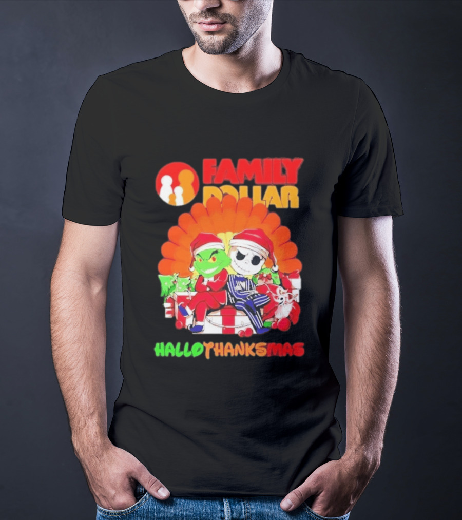 Family Dollar Grinch Jack Skellington Hallothanksmas 2026 T-Shirt