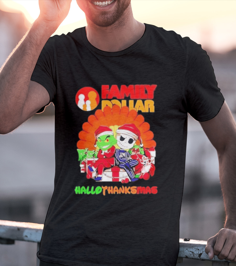 Family Dollar Grinch Jack Skellington Hallothanksmas 2026 T-Shirt