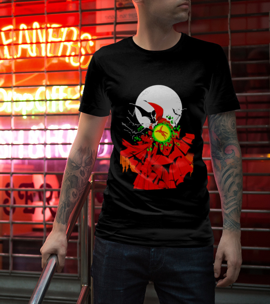 Graveyard Shift Whitegold Industries Spawn Halloween 2026 Full Red Moon T-Shirt