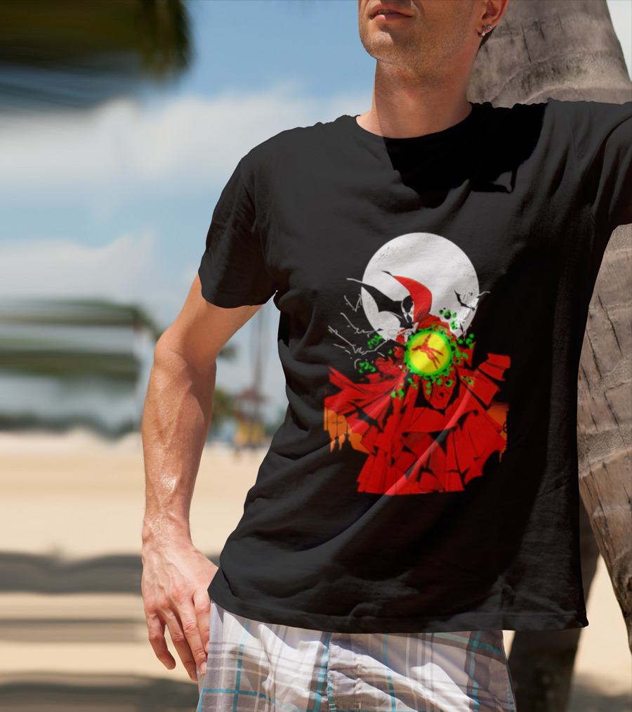 Graveyard Shift Whitegold Industries Spawn Halloween 2026 Full Red Moon T-Shirt