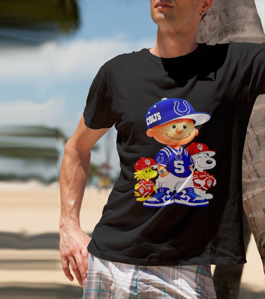 Charlie Brown And Snoopy Indianapolis Colts Indiana Hoosiers Football Team Merchandise T-Shirt