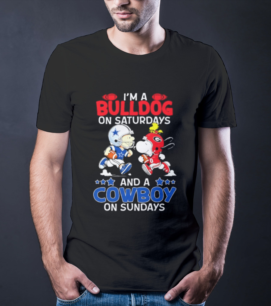 I'm A Bulldog On Saturdays And A Cowboy On Sundays Football Peanuts Sports T-Shirt