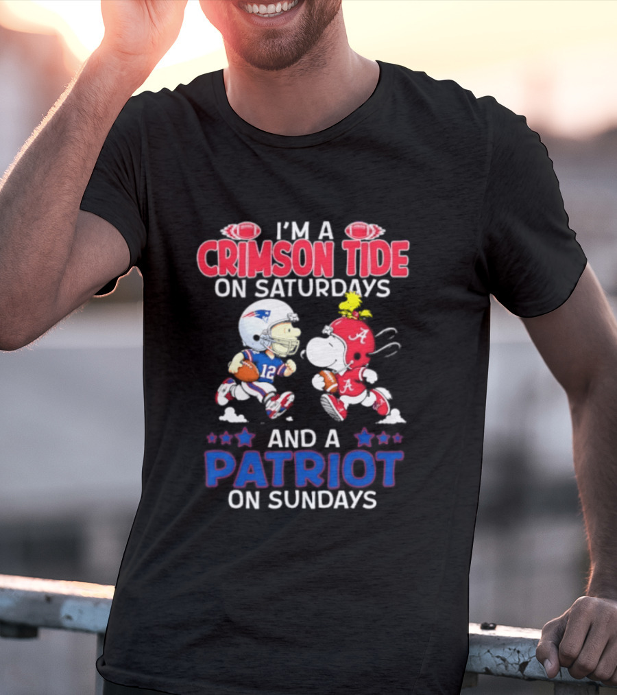 I'm A Crimson Tide On Saturdays And A Patriot On Sundays Football Peanuts T-Shirt