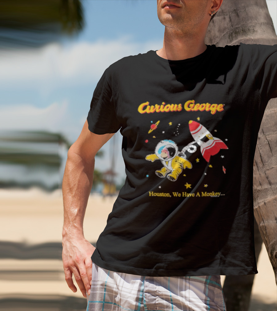 Curious George Astronaut Adventure Houston We Have A Monkey Space Rocket T-Shirt
