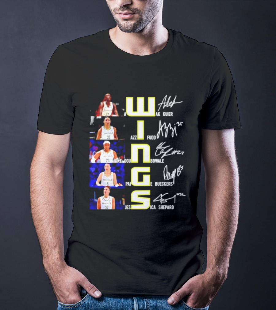 Dallas Wings Awak Kuier Azzi Fudd Arike Ogunbowale Paige Bueckers Jessica Shepard Signatures Compilation T-Shirt