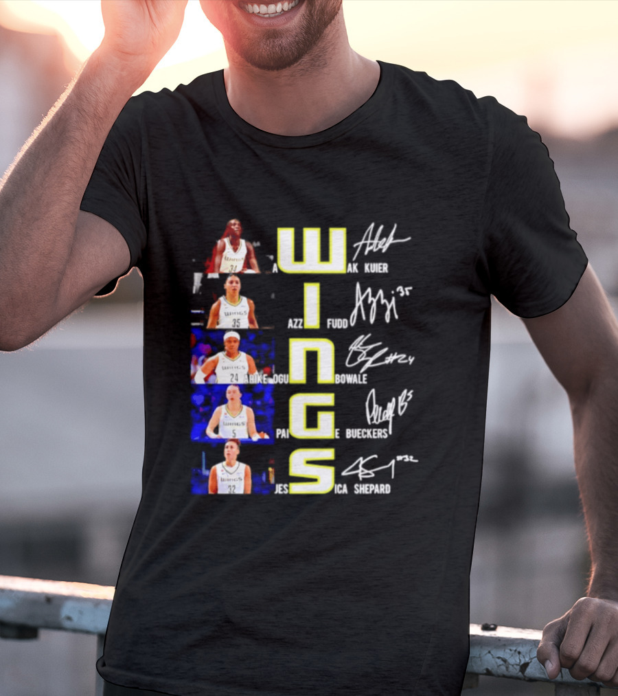 Dallas Wings Awak Kuier Azzi Fudd Arike Ogunbowale Paige Bueckers Jessica Shepard Signatures Compilation T-Shirt