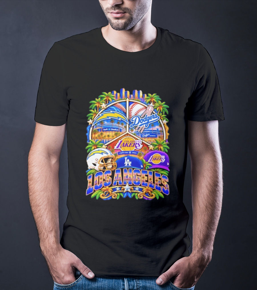 Los Angeles Dodgers Chargers Lakers SoFi Stadium City Skyline T-Shirt