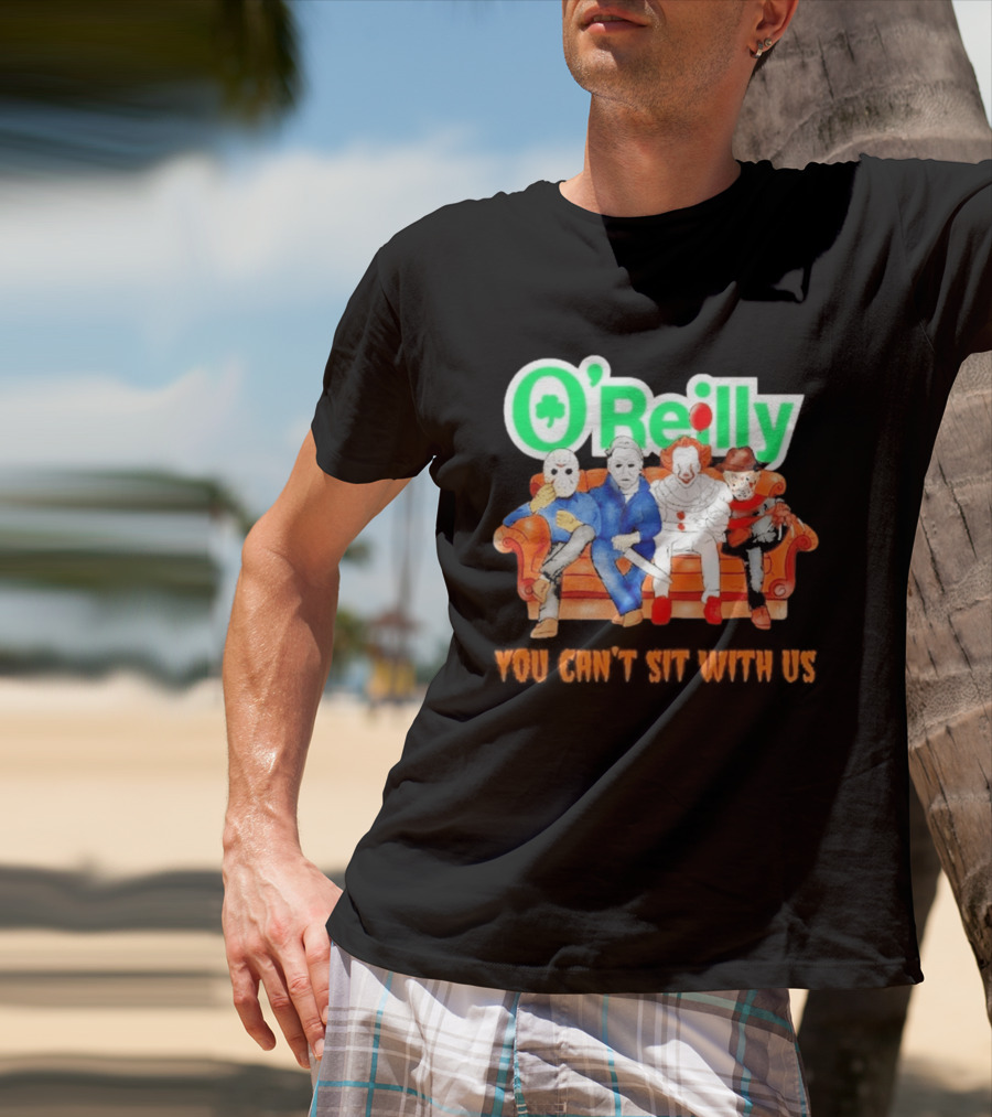 O'Reilly Horror Characters Friends Halloween 2026 You Can't Sit With Us Couch T-Shirt
