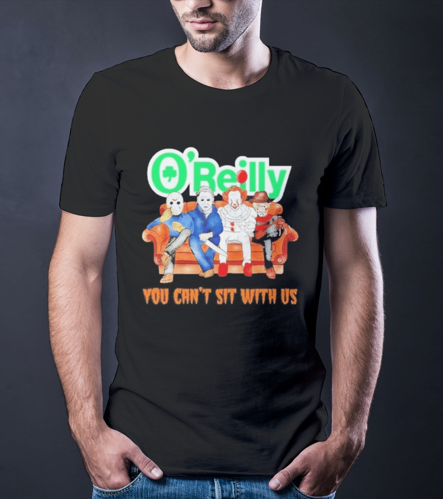 O'Reilly Horror Characters Friends Halloween 2026 You Can't Sit With Us Couch T-Shirt