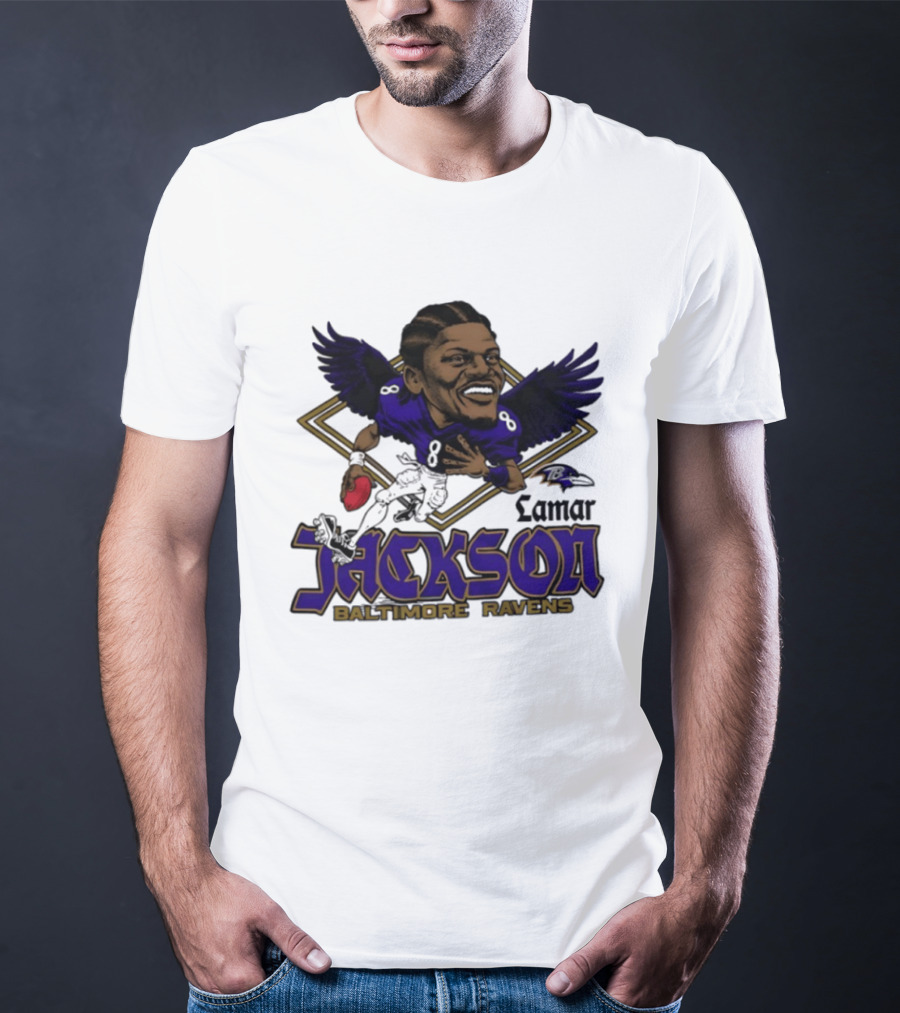 Lamar Jackson Baltimore Ravens Caricature T-Shirt