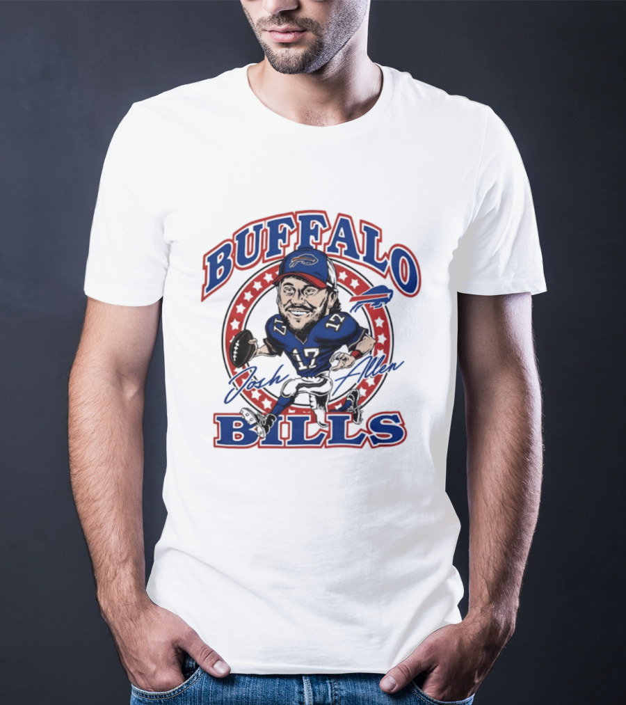 Buffalo Bills Josh Allen Caricature Player Signature 17 T-Shirt
