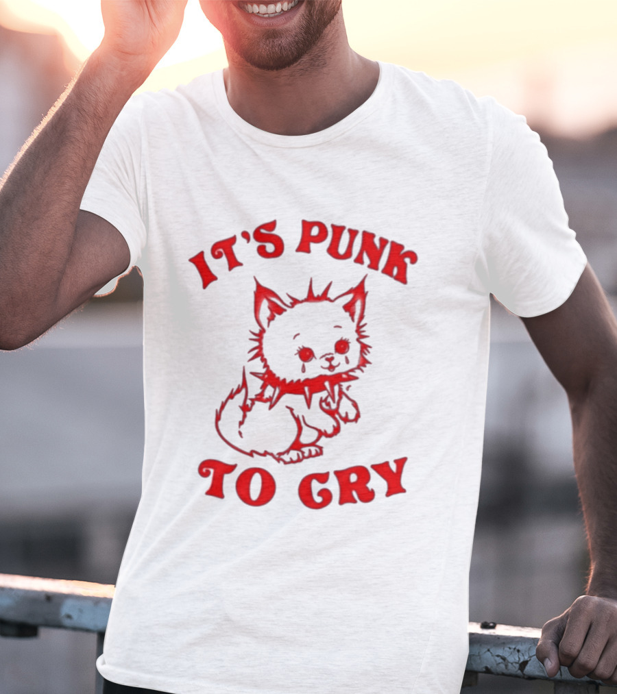 It's Punk To Cry Cat Spiked Collar T-Shirt