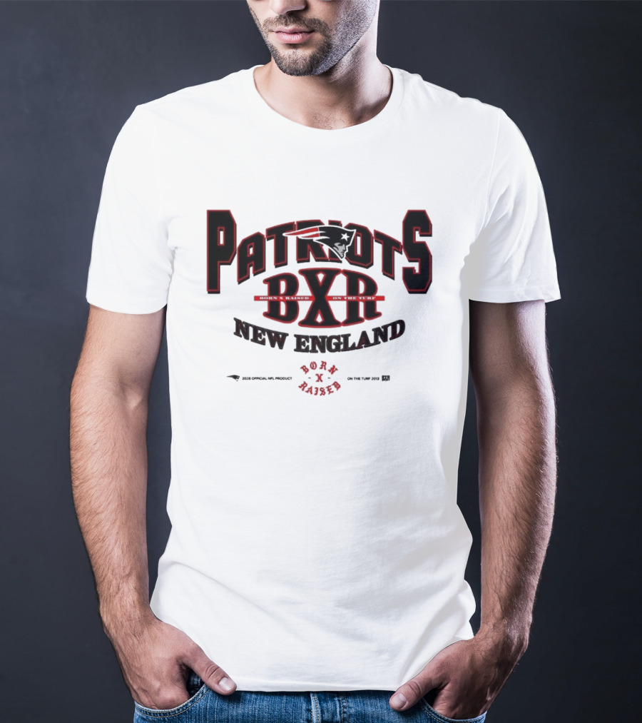 New England Patriots BXR Born X Raised Turf 2026 White T-Shirt
