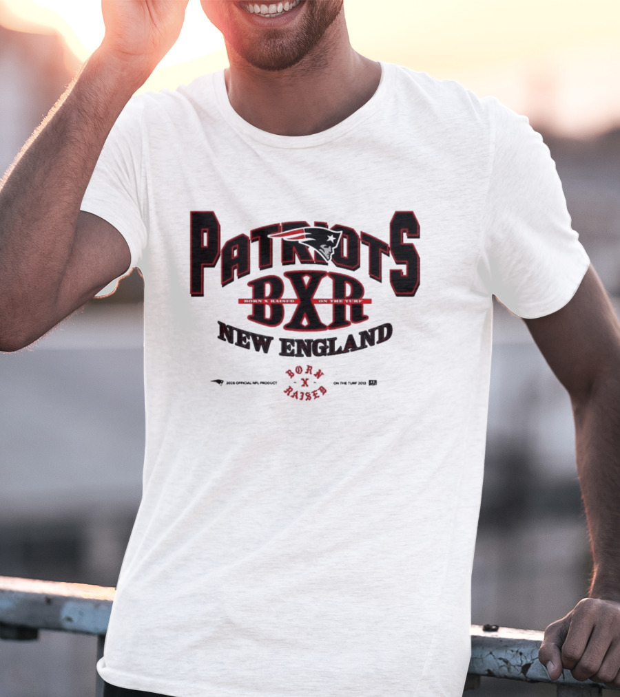 New England Patriots BXR Born X Raised Turf 2026 White T-Shirt