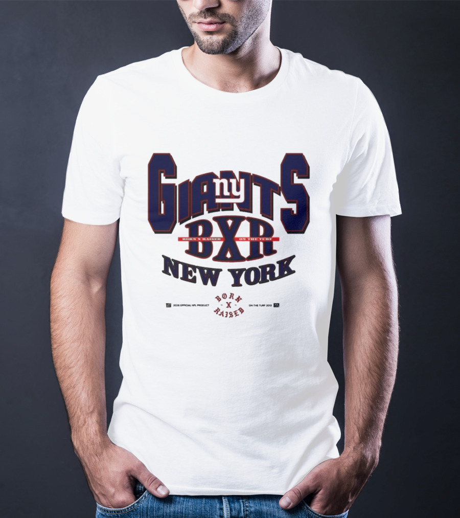 New York Giants BXR Born X Raised On The Turf Football T-Shirt