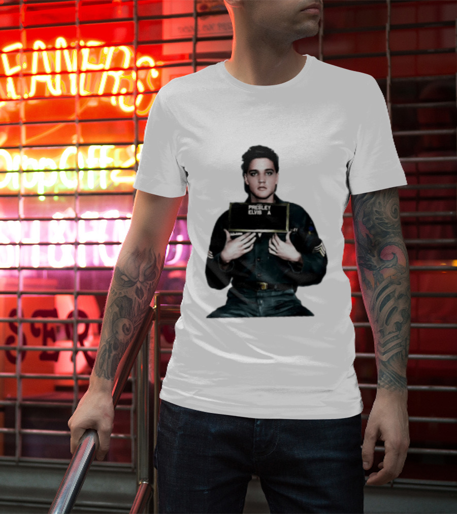 Elvis Presley Army Shot King Of Rock And Roll Iconic Military T-Shirt