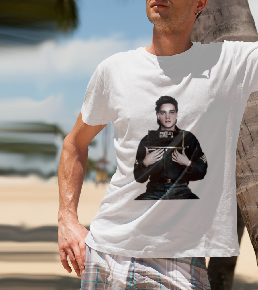 Elvis Presley Army Shot King Of Rock And Roll Iconic Military T-Shirt
