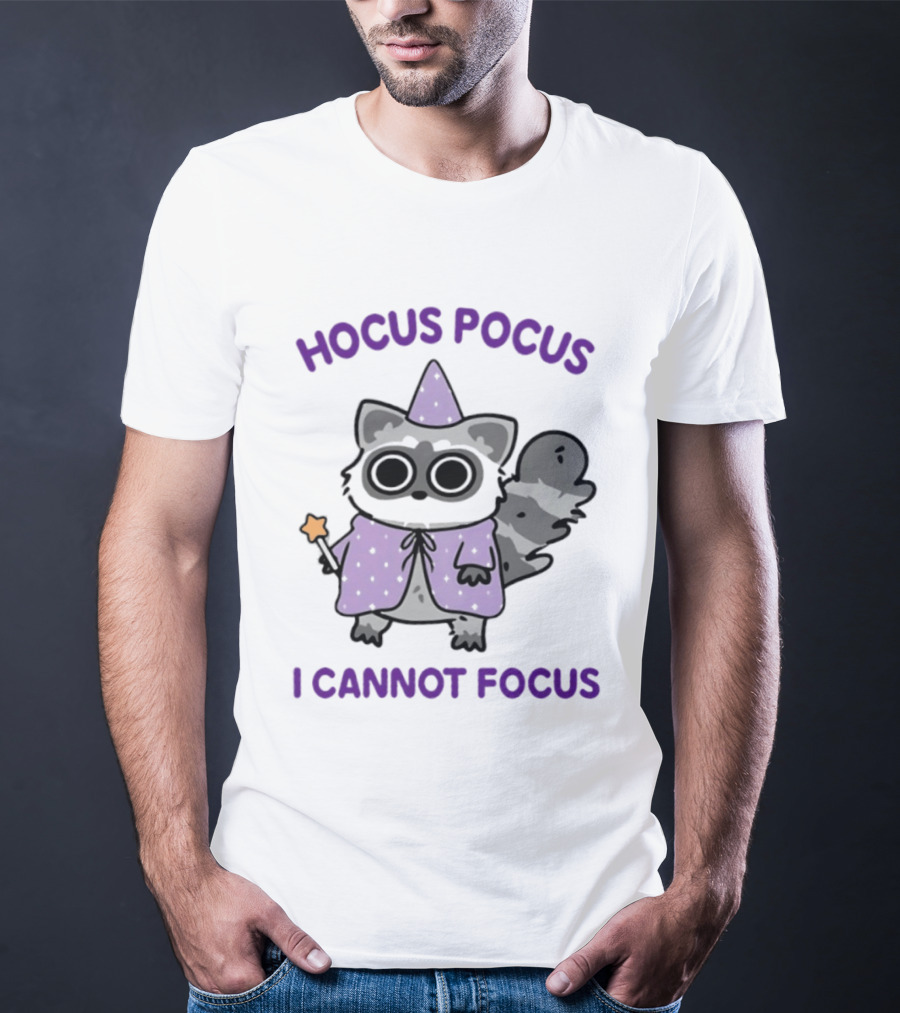 Hocus Pocus I Cannot Focus Raccoon Wizard Magic Costume T-Shirt