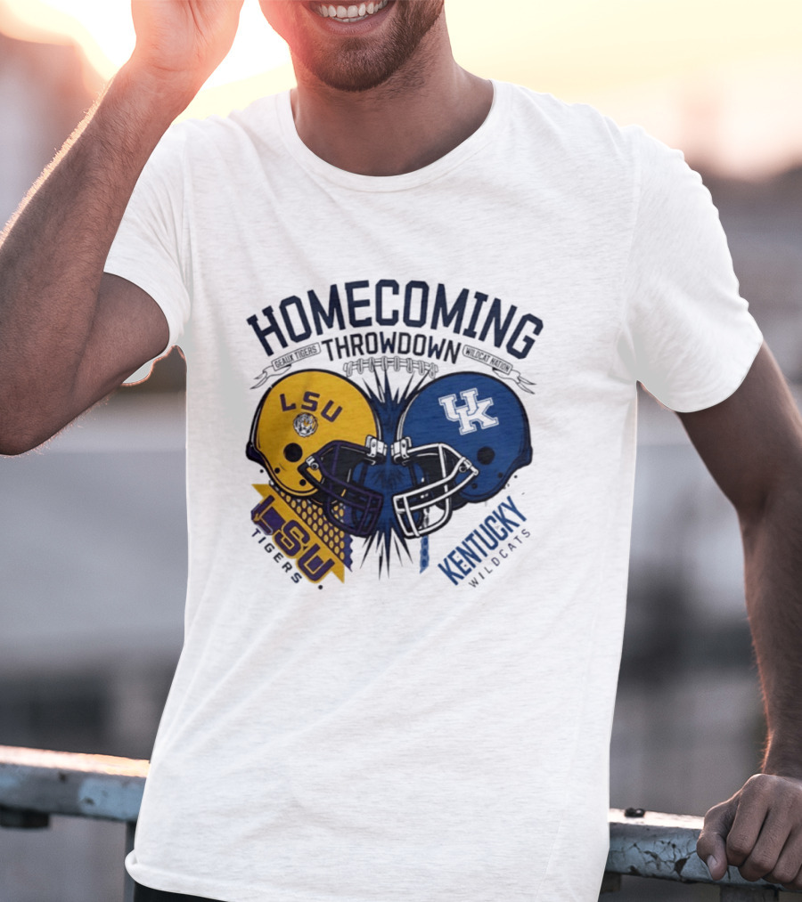 LSU Tigers Vs Kentucky Wildcats Football Homecoming Throwdown October 10 2026 Helmet Clash T-Shirt