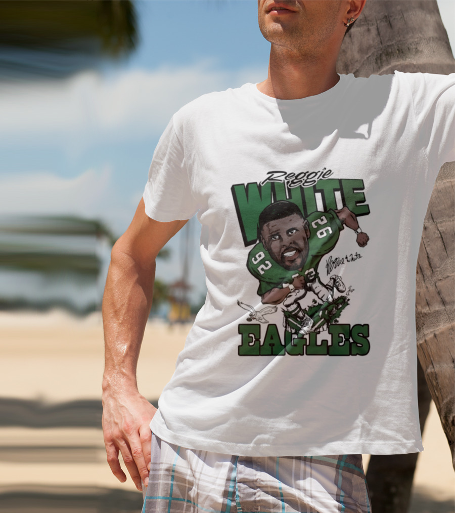 Philadelphia Eagles Reggie White 92 Player Caricature T-Shirt