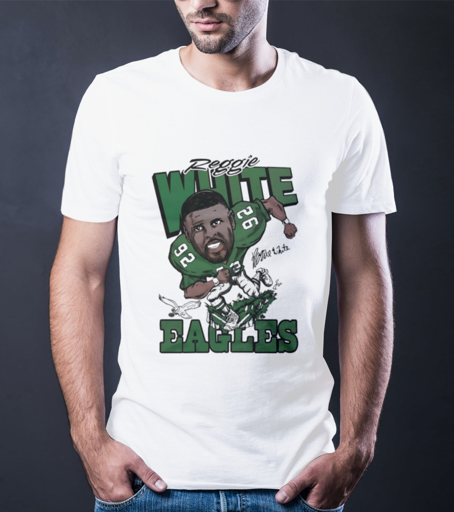 Philadelphia Eagles Reggie White 92 Player Caricature T-Shirt
