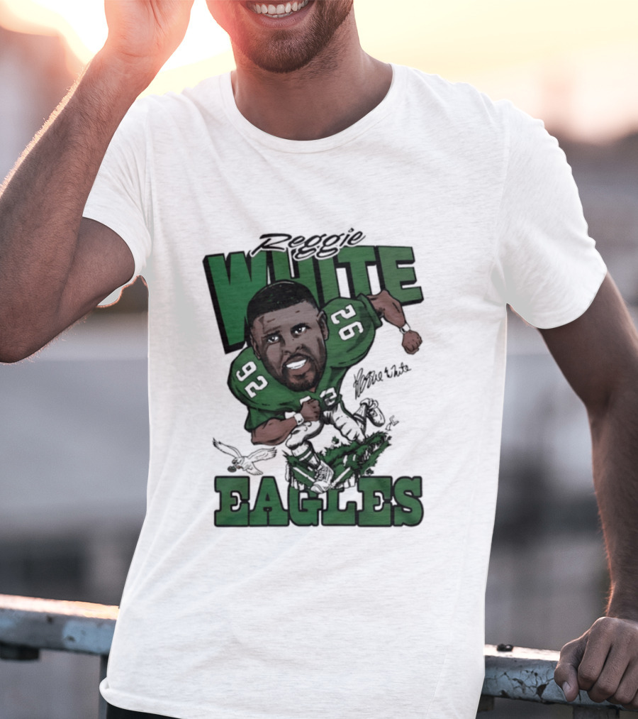 Philadelphia Eagles Reggie White 92 Player Caricature T-Shirt