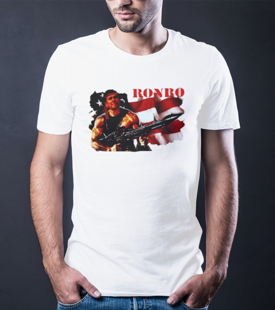 Ronbo Ronald Reagan Rambo With American Flag 80s President T-Shirt