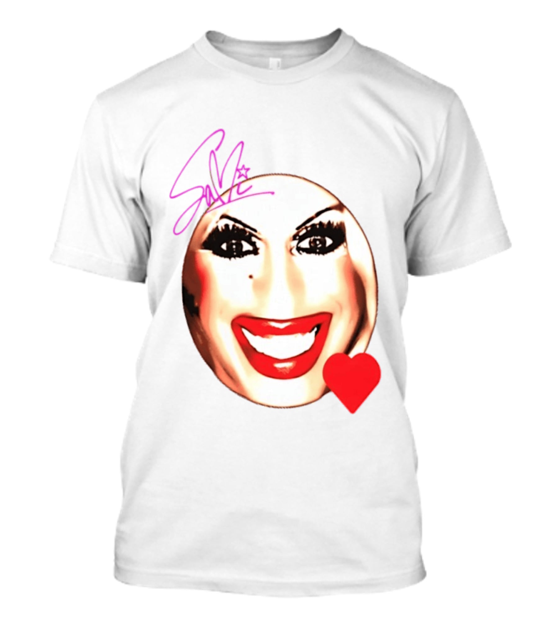 Sami Landri Big Face Heart Signature Red Lips T-Shirt