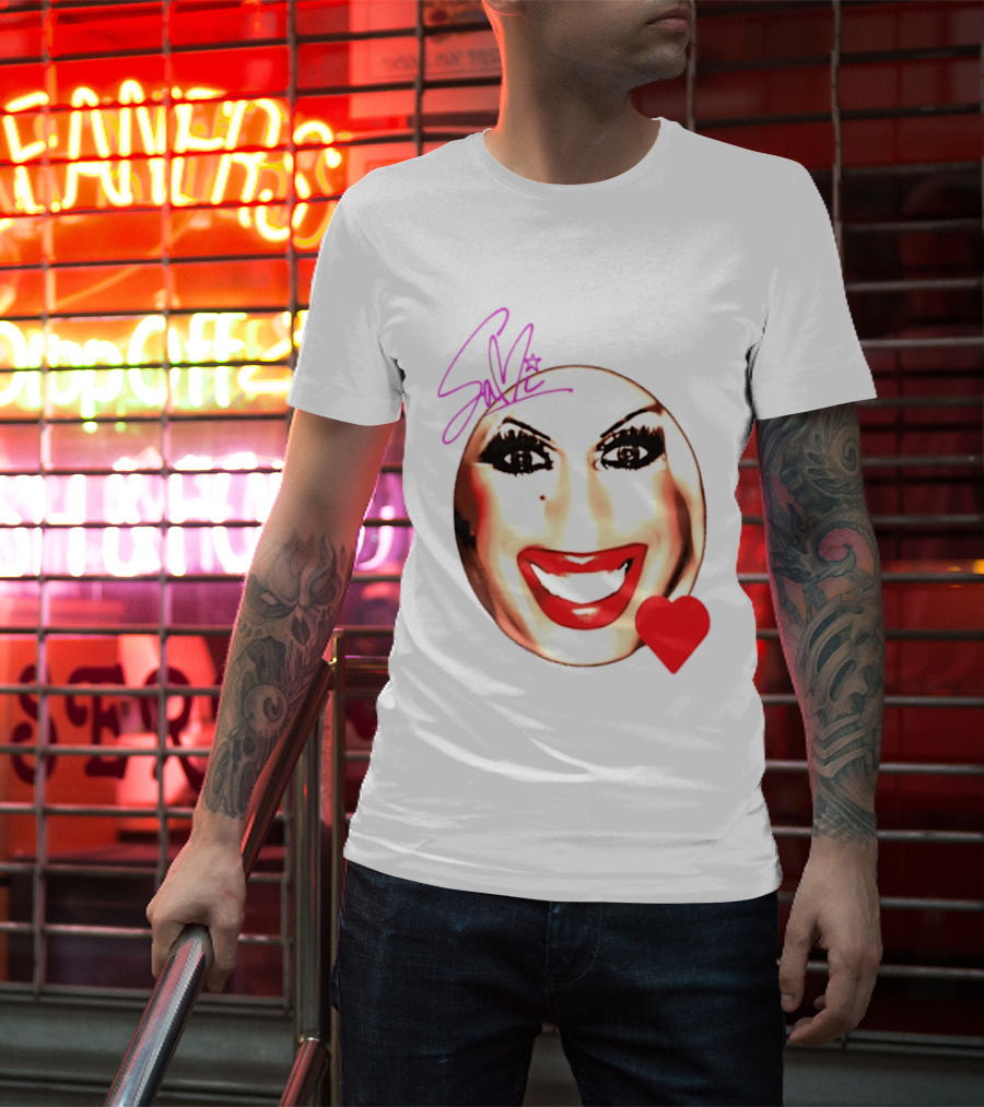 Sami Landri Big Face Heart Signature Red Lips T-Shirt