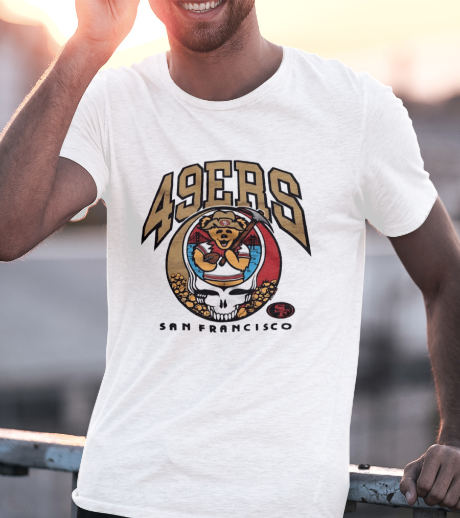 San Francisco 49ers Grateful Dead Steal Your Face Bear Design Collaboration T-Shirt