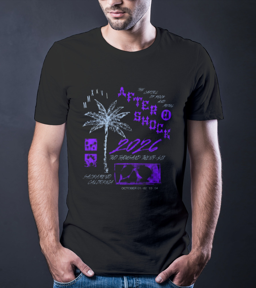 Aftershock Festival 2026 Sacramento California The Capitol Of Rock And Metal October 1 2 3 4 MMXXVI Face Palm T-Shirt