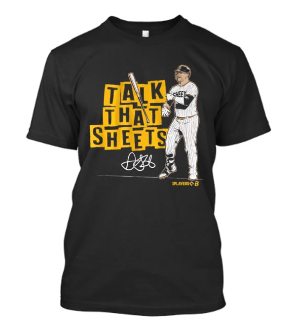 Gavin Sheets Talk That Sheets Baseball Player Yellow Block Lettering T-Shirt