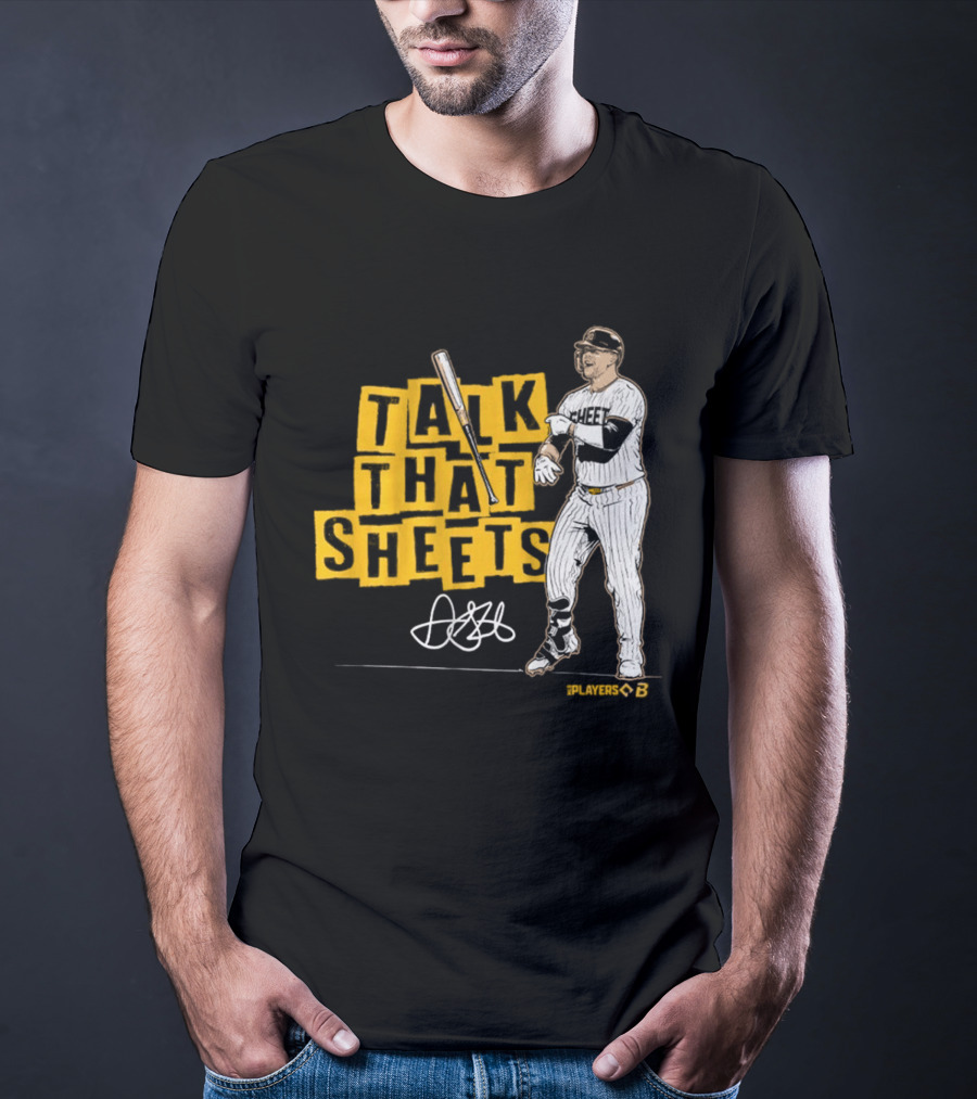 Gavin Sheets Talk That Sheets Baseball Player Yellow Block Lettering T-Shirt