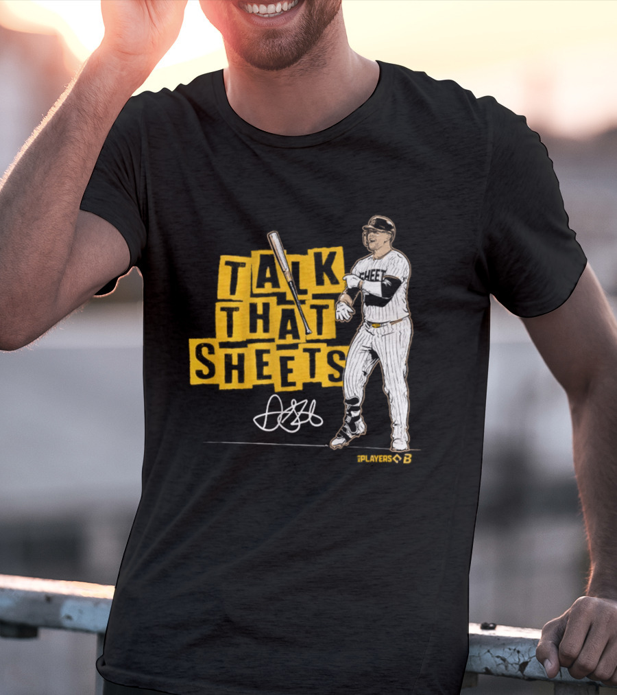 Gavin Sheets Talk That Sheets Baseball Player Yellow Block Lettering T-Shirt
