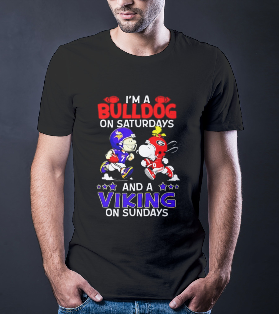 I'm A Bulldog On Saturdays And A Viking On Sundays Football Peanuts T-Shirt
