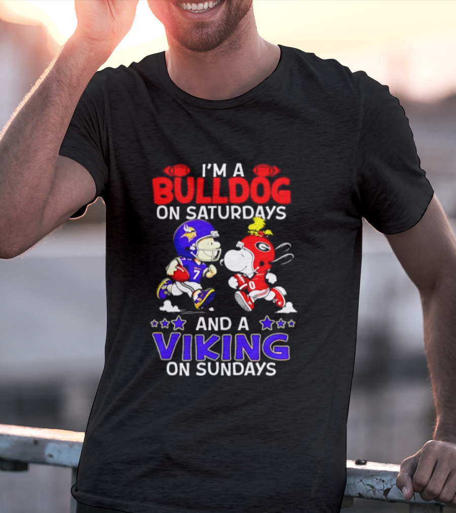 I'm A Bulldog On Saturdays And A Viking On Sundays Football Peanuts T-Shirt