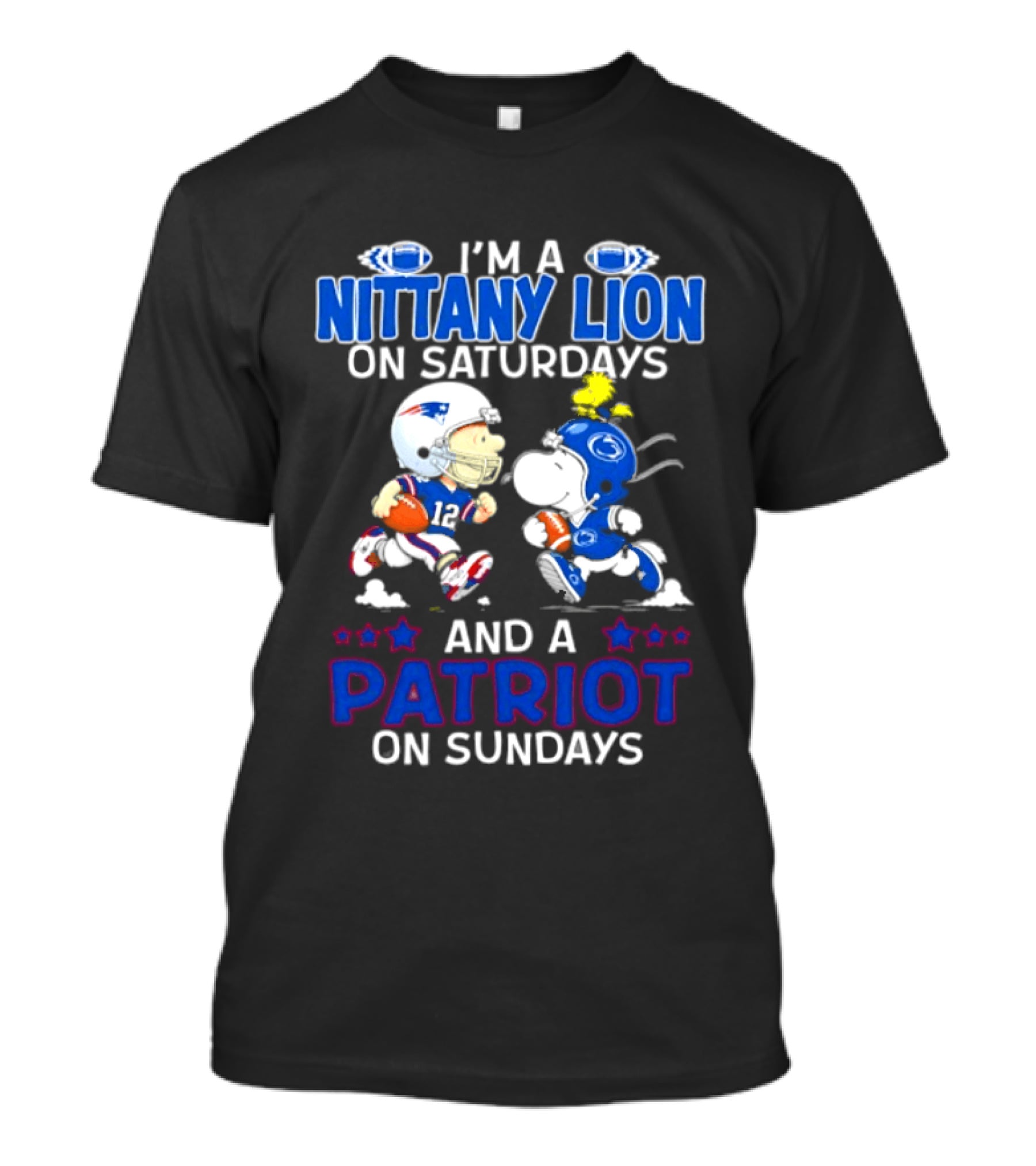 I'm A Nittany Lion On Saturdays And A Patriot On Sundays Football Peanuts Character Collaboration T-Shirt
