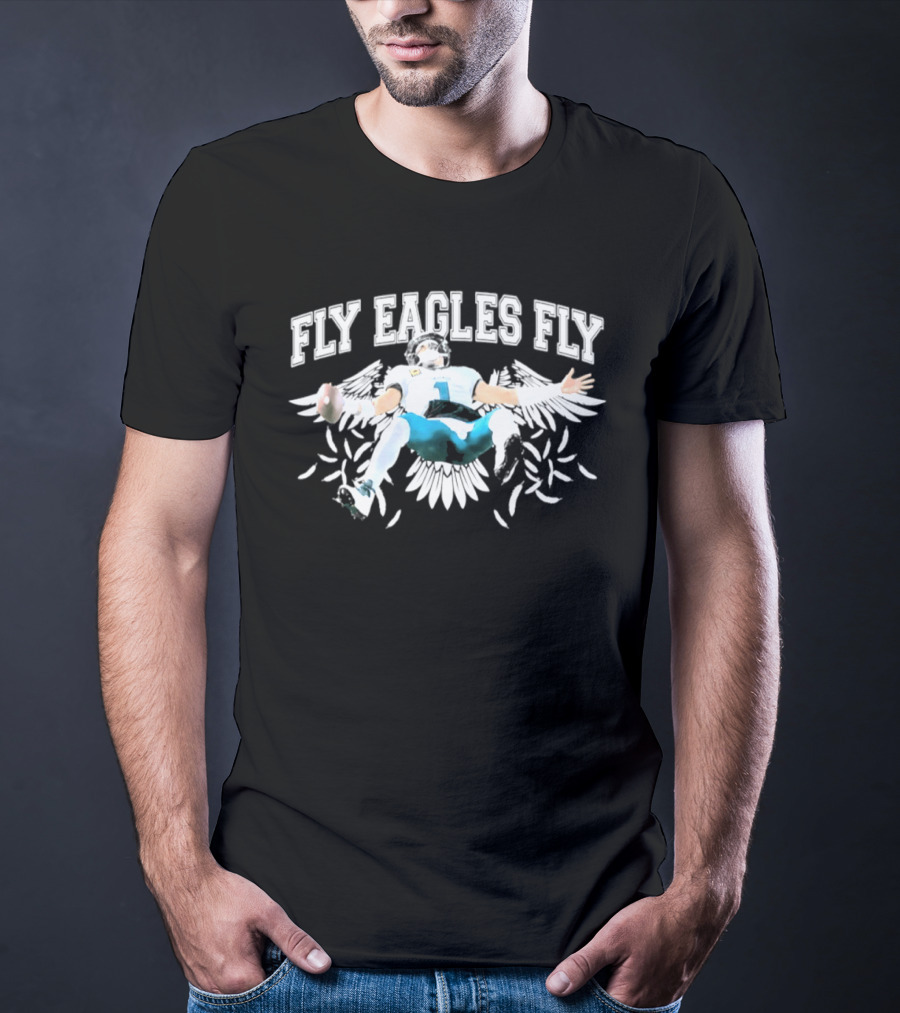 Philadelphia Eagles Jalen Hurts Flying Celebration 2026 Fly Eagles Fly T-Shirt