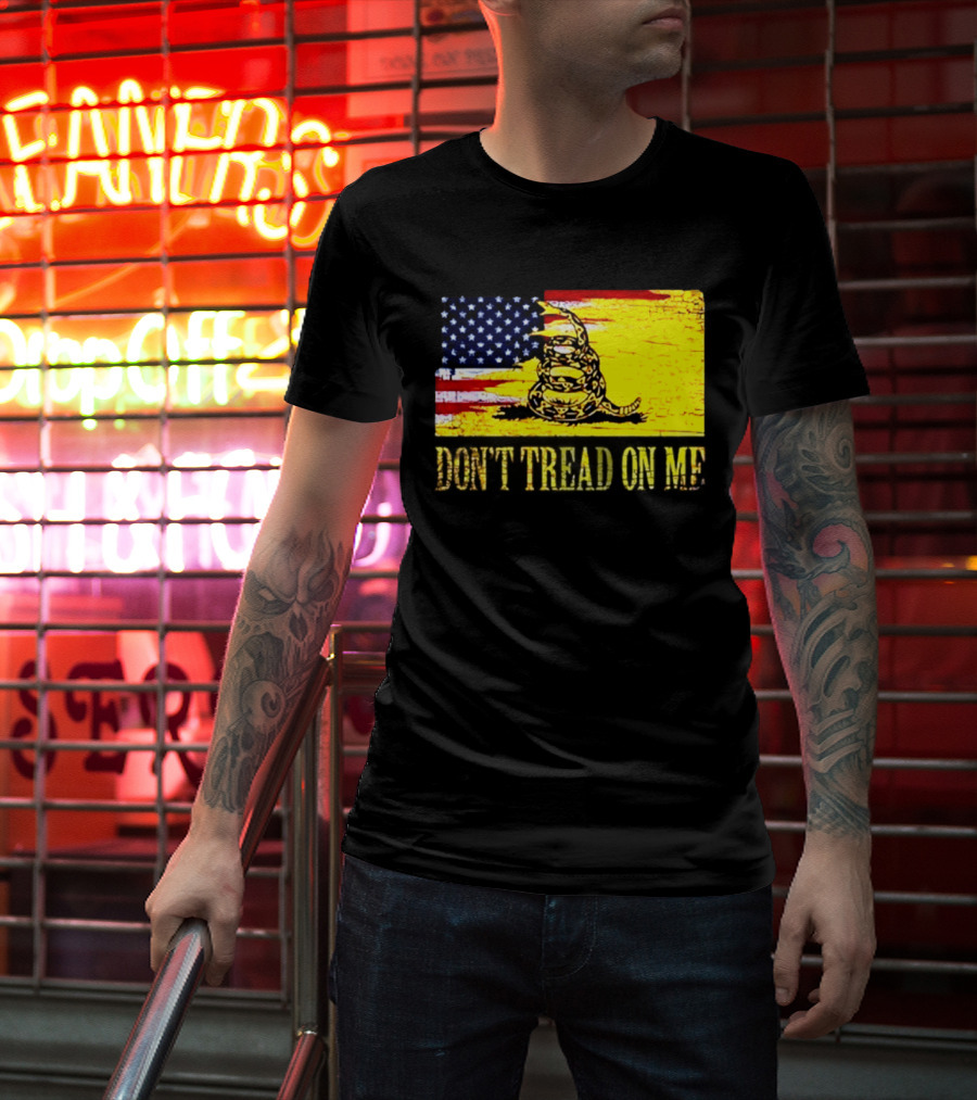 American Flag And Gadsden Snake Don't Tread On Me T-Shirt