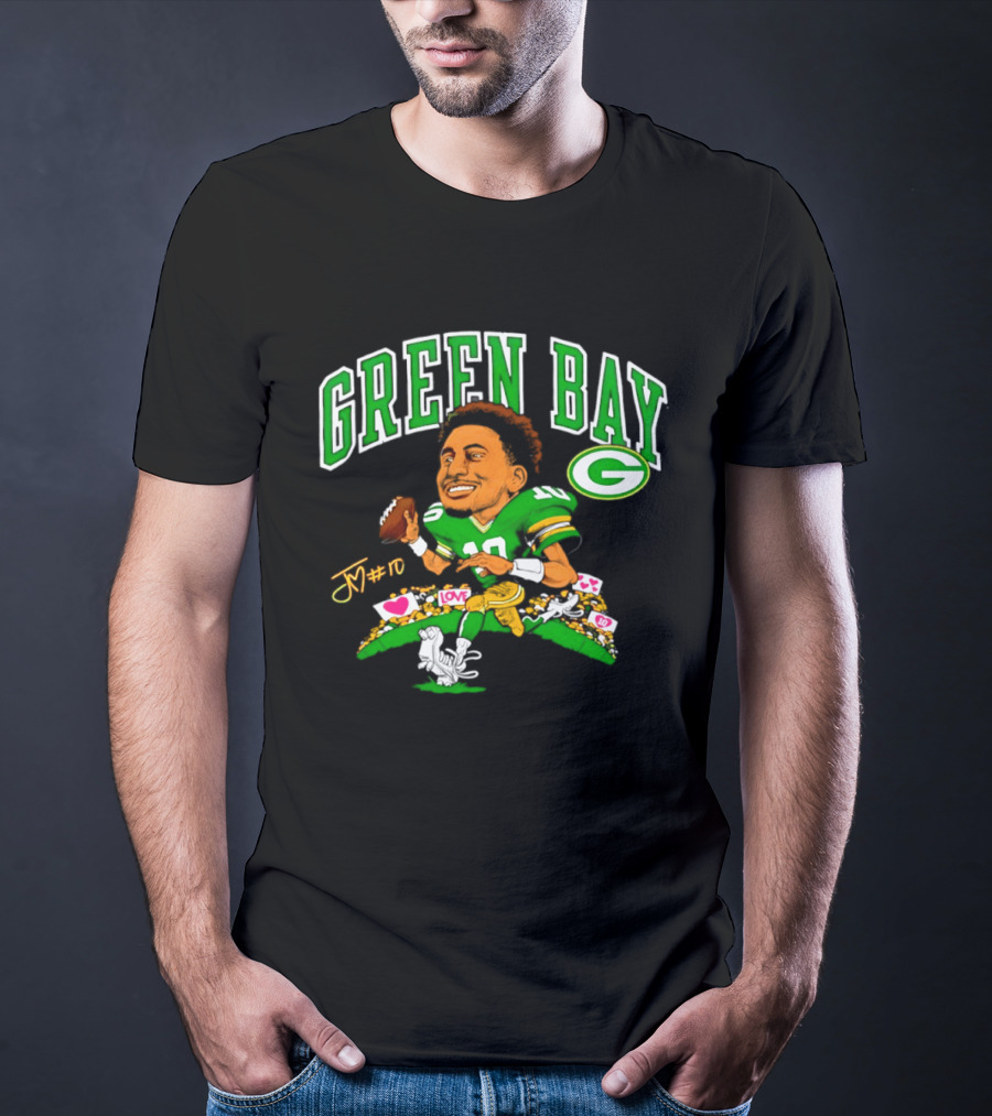 Jordan Love Green Bay Packers Caricature Playing Cards 2026 T-Shirt