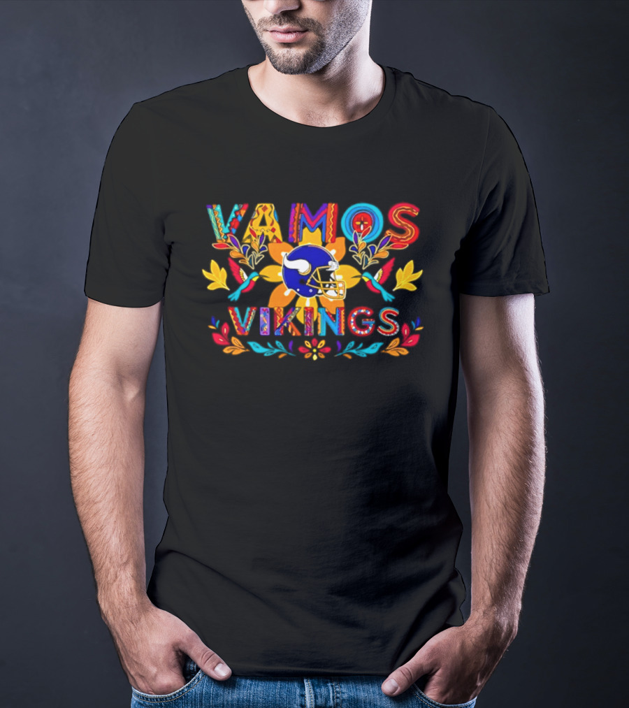 Minnesota Vikings Vamos Vikings Franklin Helmet Floral 2026 T-Shirt