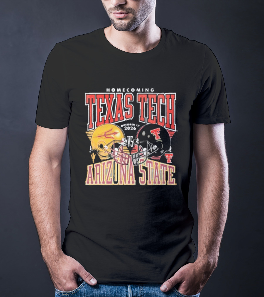 Texas Tech Vs Arizona State Homecoming Football 2026 Helmet Showdown T-Shirt