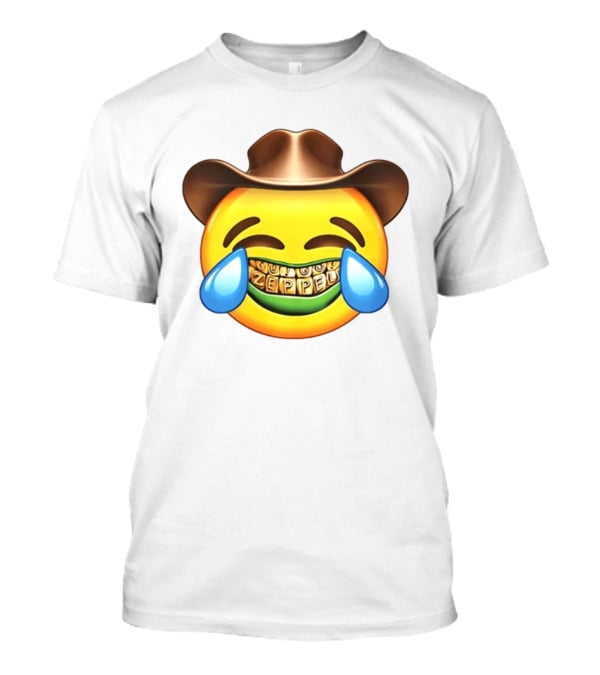 Emoji Green Guy Cowboy Tears Of Joy Zeppel Teeth Grills T-Shirt