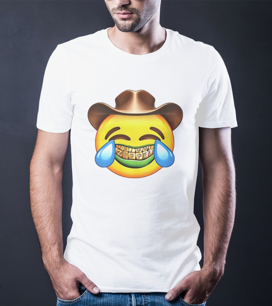 Emoji Green Guy Cowboy Tears Of Joy Zeppel Teeth Grills T-Shirt