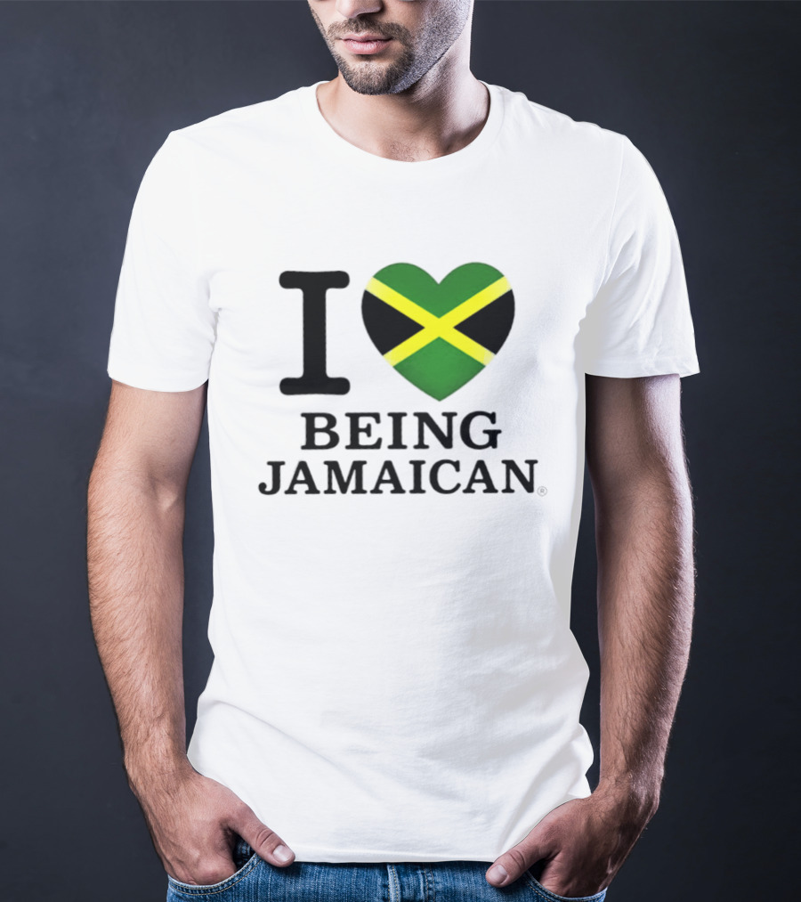 I Love Being Jamaican Flag Heart T-Shirt
