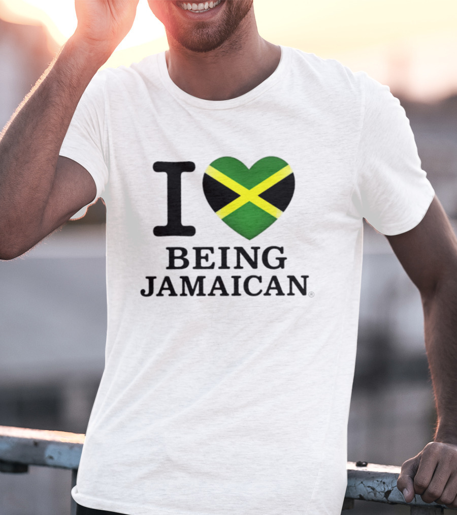 I Love Being Jamaican Flag Heart T-Shirt