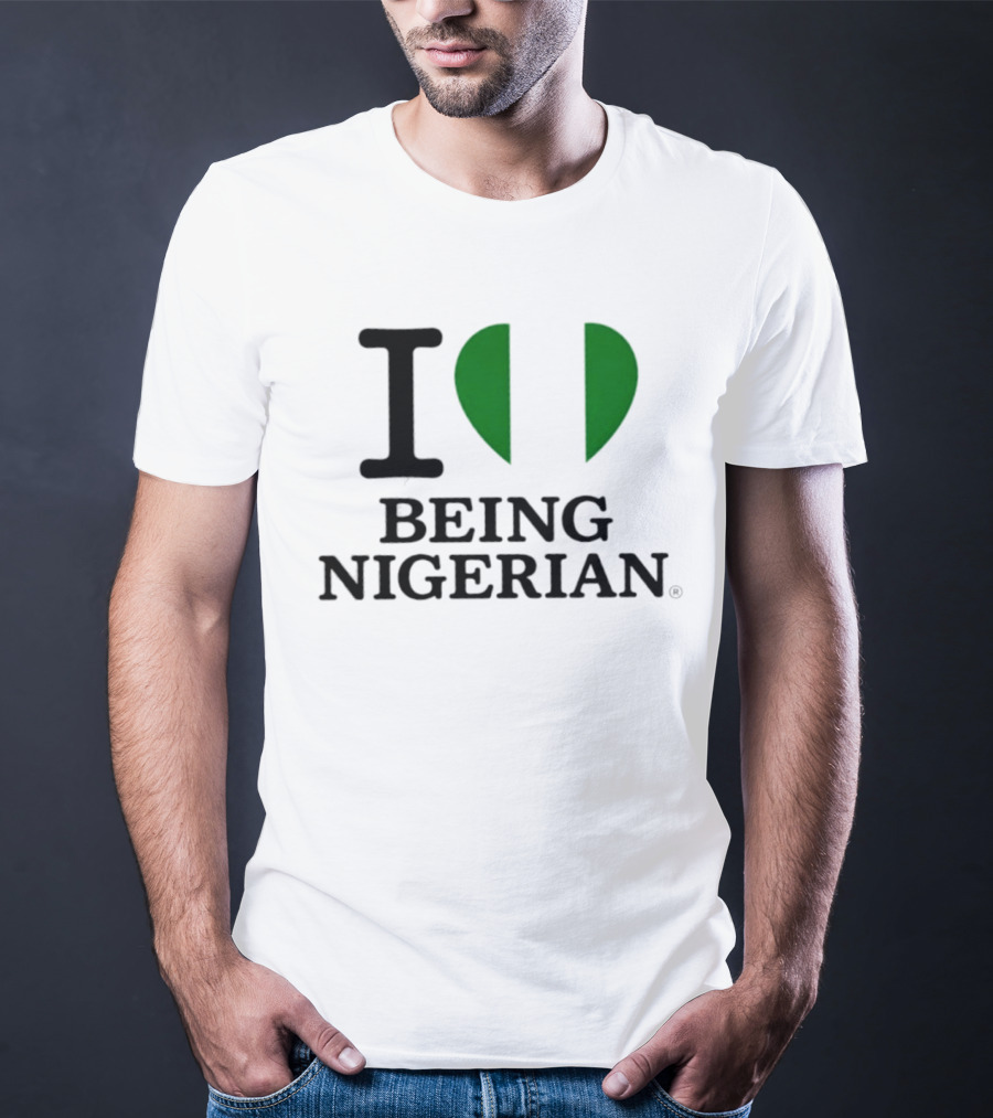 Love Being Nigerian Flag Heart T-Shirt