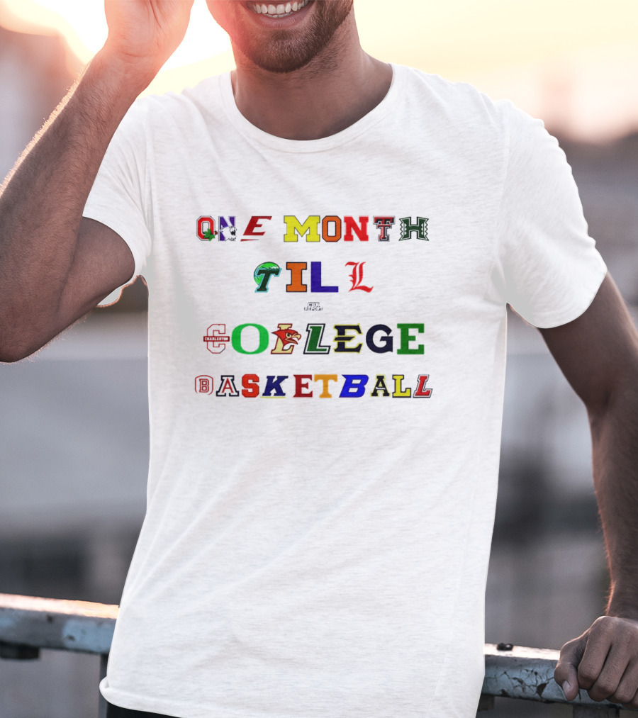 One Month Till NCAA College Basketball Team Logos T-Shirt