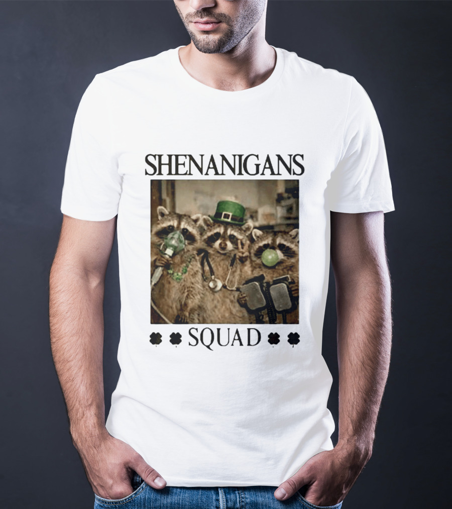 Shenanigans Squad Raccoons Funny Saint Patricks Day T-Shirt