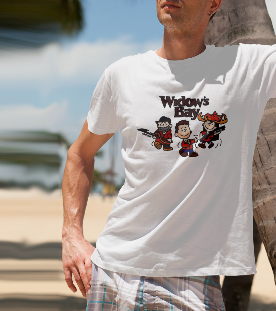Widow's Bay Cartoon Characters With Bold Outfits And Musical Instruments T-Shirt